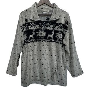 Attraction‎ Pullover Sweater Quebec Canada Size M Quarter Zip Beige Blue Texture